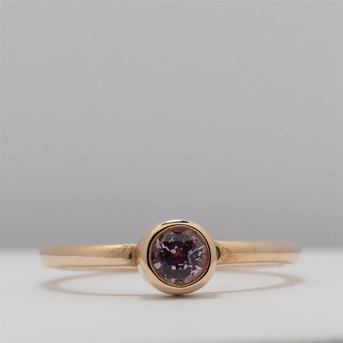 9ct Gold Pink Sapphire Rubover Bezel Solitaire Ring - Boutee