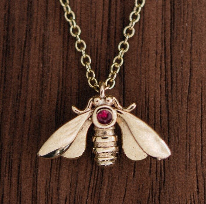 9ct Gold Ruby Moth Necklace - Boutee