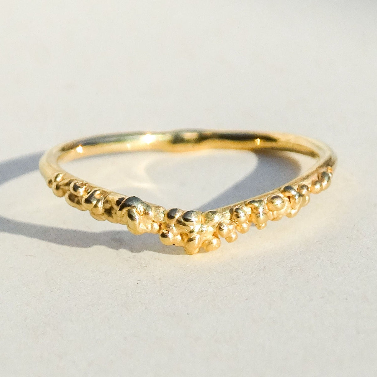 Solid Gold Wishbone Wedding / Stacking Ring - Boutee