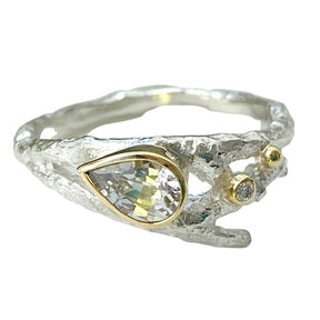 Silver and 18ct Gold Elvish Twig Ring - Boutee