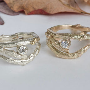 Woodland Elvish Engagement and Wedding Twig Rings - Boutee