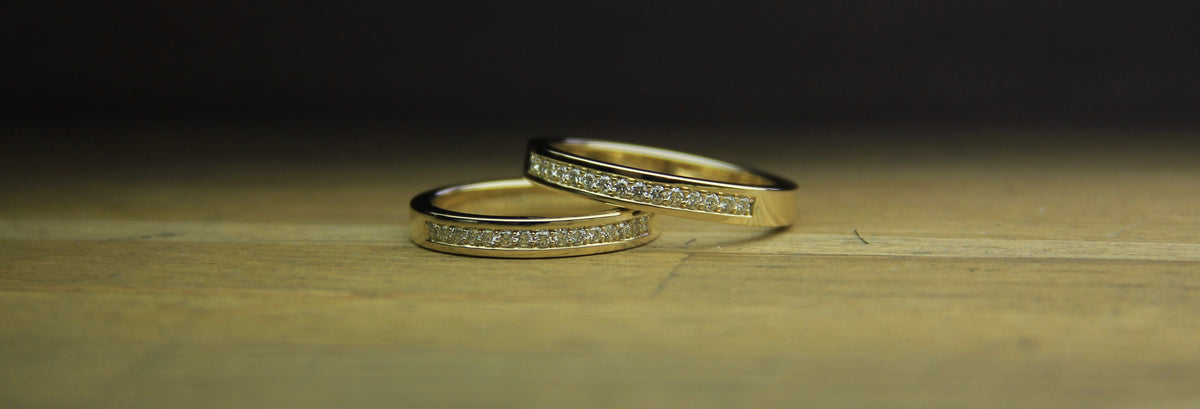 9ct Yellow Gold Diamond Matching Bands - Boutee