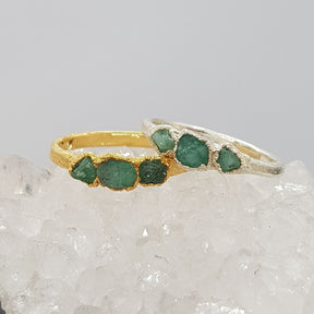 Triple Raw Emerald Ring - Boutee