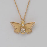18ct Gold White Diamond Butterfly Necklace - Boutee