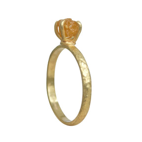 Raw uncut rough diamond 18ct gold engagement ring - Boutee