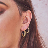 Facet Large Gold Hoop Stud Earrings - Boutee