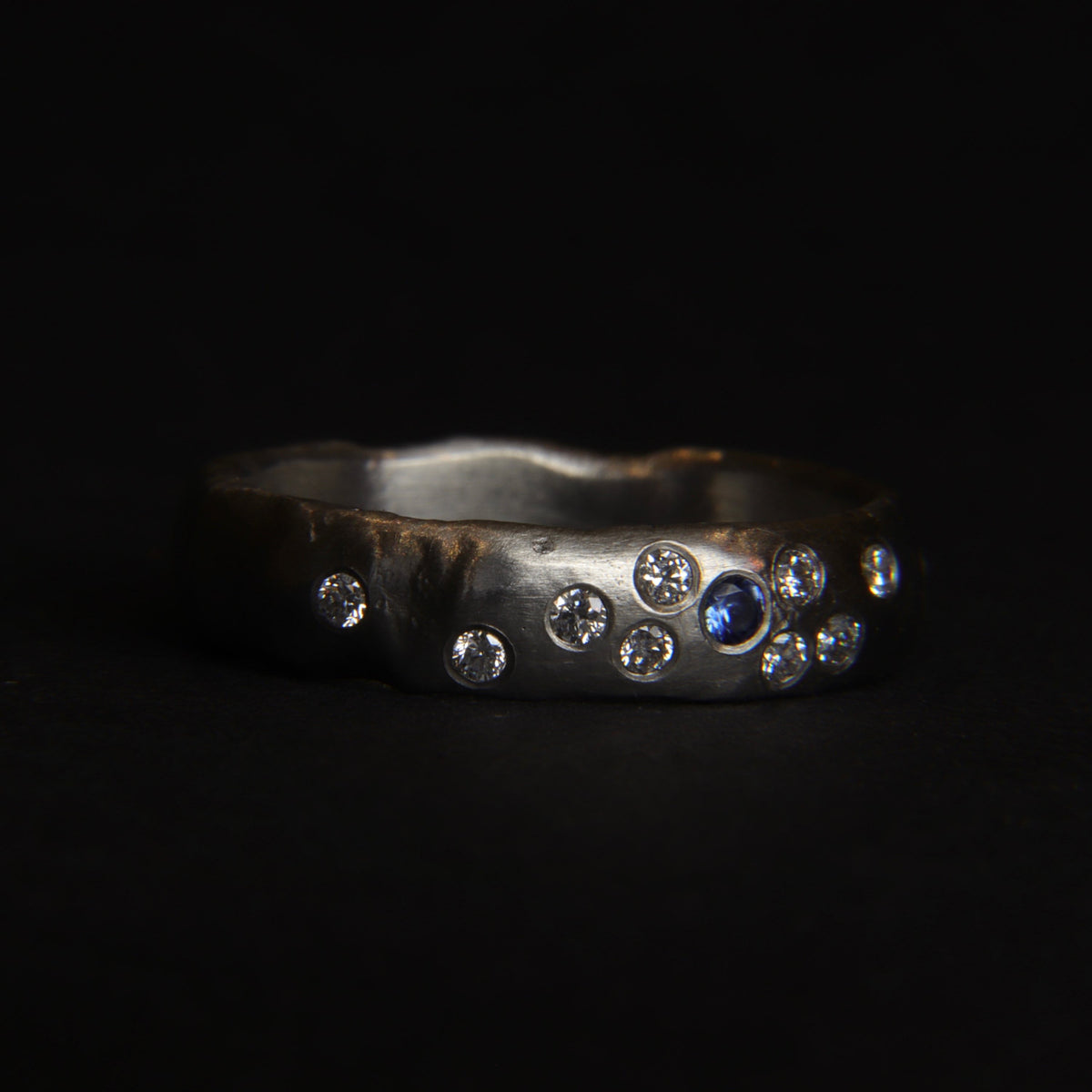 Platinum, Sapphire and Diamond Scatter ring - Boutee