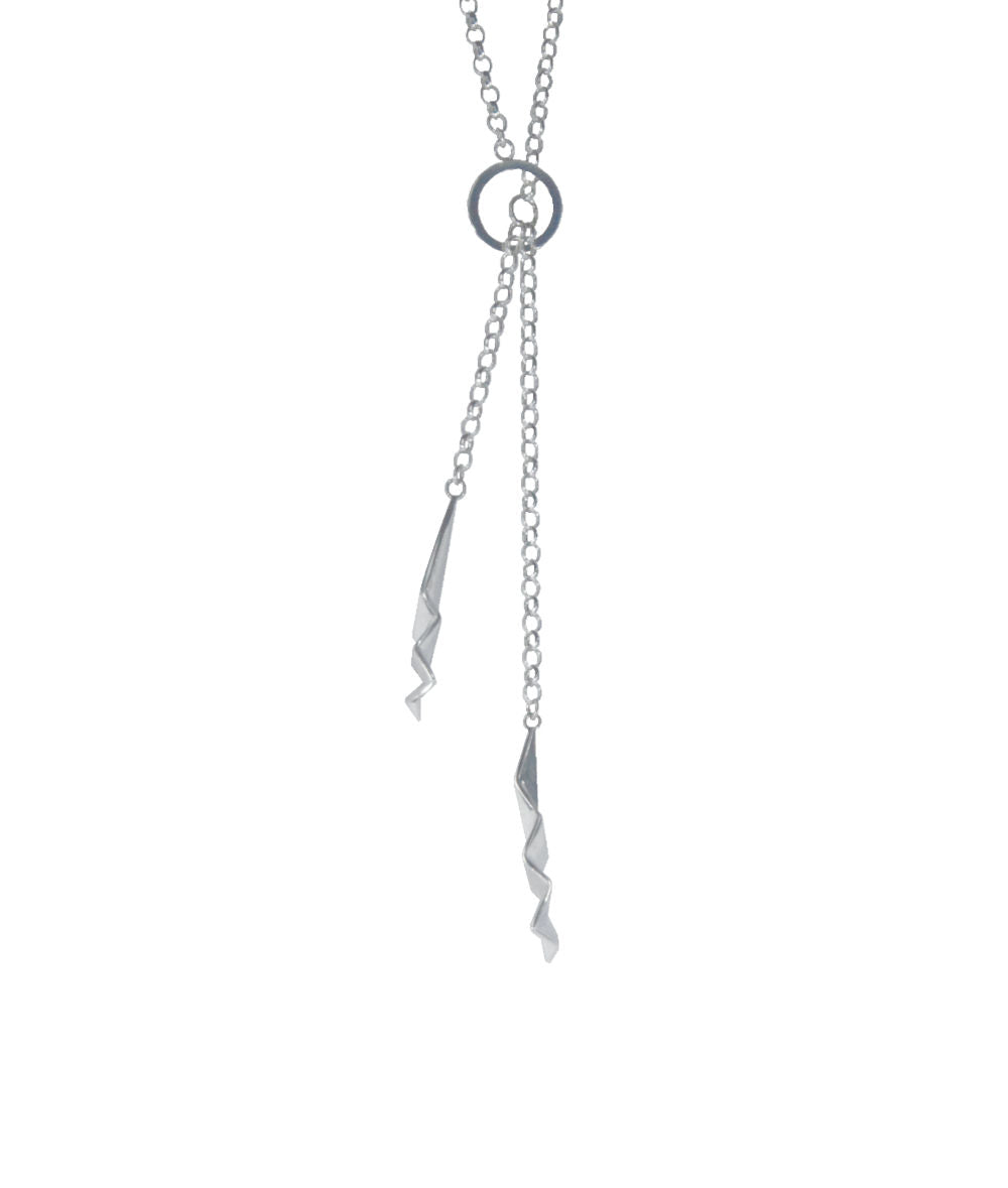 Fracture Silver Lariat Necklace - Boutee