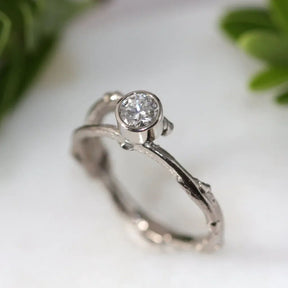 Diamond Twig Engagement Ring-Woodland Engagement Ring-White Gold Twig Ring-Nature Engagement Ring - Boutee
