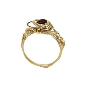 Recycled 9ct Yellow Gold & Garnet Sacred Root Ring - Boutee