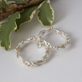 Organic Silver Band Ring-Entwined Forest Twig Ring-Alternative Wedding Ring - Boutee