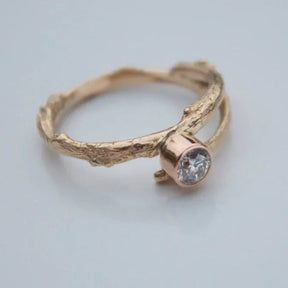 Diamond Twig Engagement Ring-Woodland Engagement Ring-White Gold Twig Ring-Nature Engagement Ring - Boutee