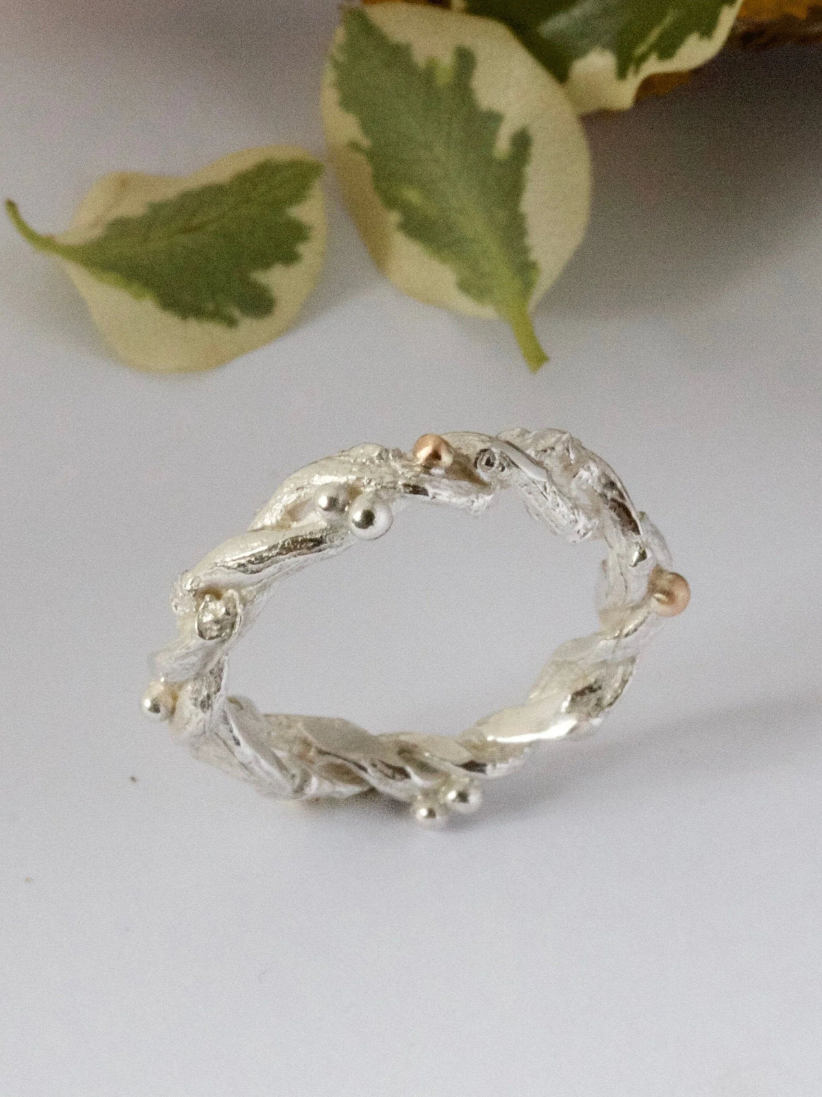 Organic Silver Band Ring-Entwined Forest Twig Ring-Alternative Wedding Ring - Boutee