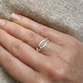 Silver and Rose Gold Woodland Twig Band Ring, Twig Wedding Ring - Boutee
