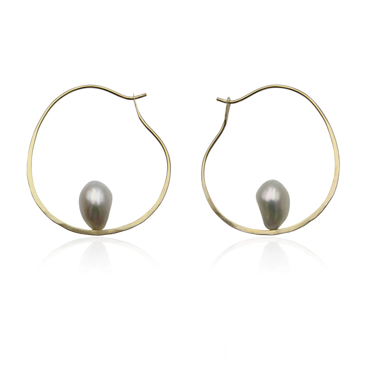 Floating Pearl Hoops | 9ct Gold - Boutee