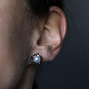 Silver & 9ct Gold Ocean Pearl Stud Earrings - Boutee