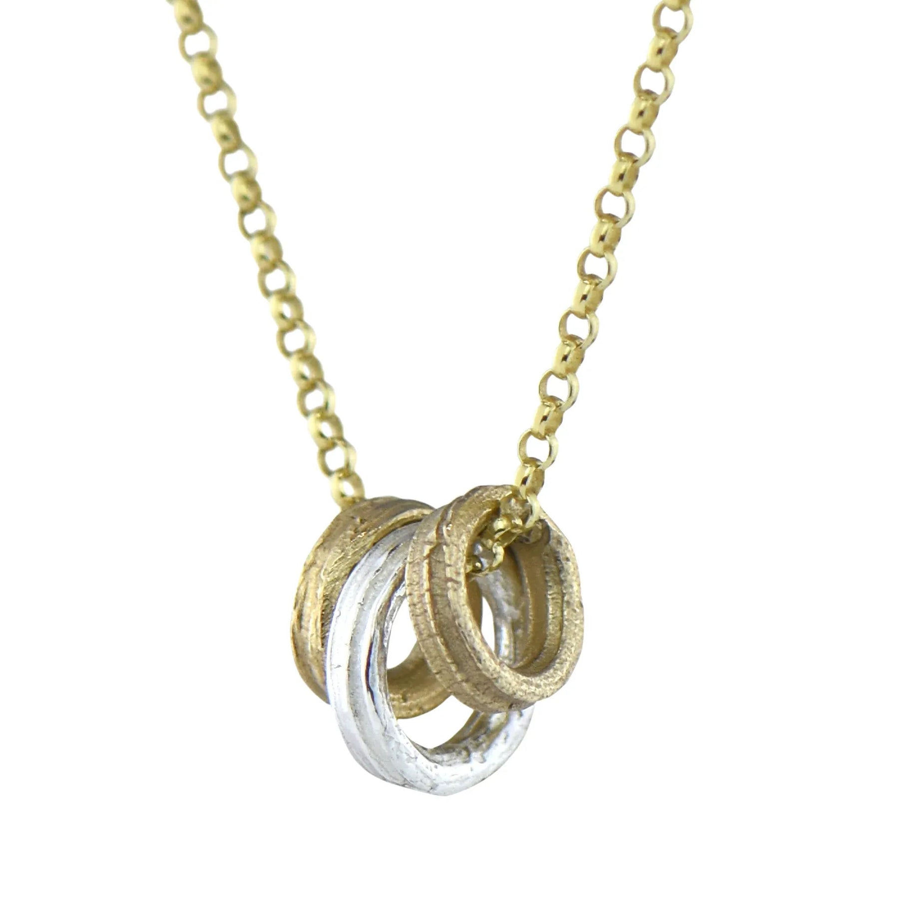 9ct Gold and Silver Mini Bamboo Hoop Necklace - Boutee