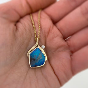 Boulder Opal and Diamond Seascape Necklace - Boutee