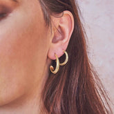 Facet Midi Gold Hoop Stud Earrings - Boutee