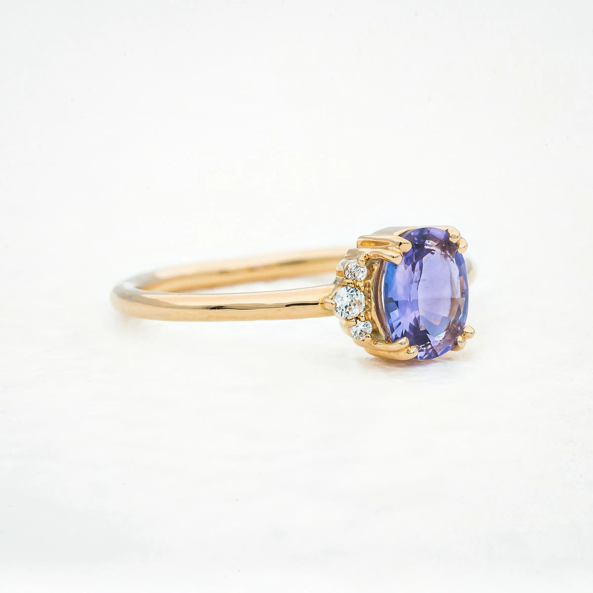 Lady in Waiting Ring, Oval Purple Sapphire with Diamonds - Boutee