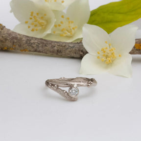 18ct Gold and Diamond Twig Engagement Ring Set-alternative diamond engagement ring-elvish rings - Boutee