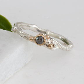 Organic Rose Cut Diamond Engagement Ring-Rustic Woodland Ring - Boutee