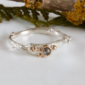 Organic Rose Cut Diamond Engagement Ring-Rustic Woodland Ring - Boutee