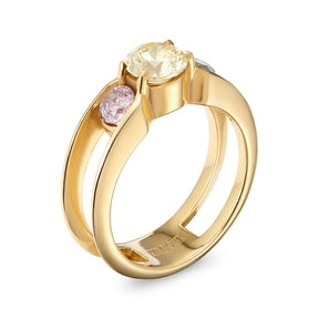 Iris Ring with Trio of Coloured Diamonds - Boutee