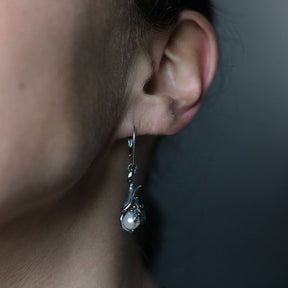Silver & 9ct Gold Mermaid Pearl Dangling Earrings - Boutee