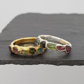 Multicoloured Raw Tourmaline Ring - Boutee