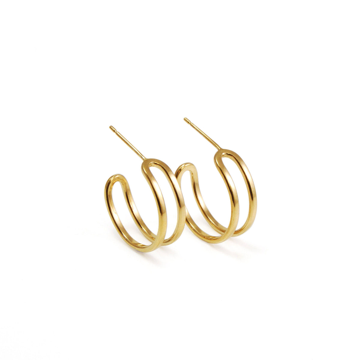 Gold Parallel Curve Hoop Earrings - Boutee