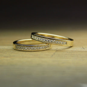9ct Yellow Gold Diamond Matching Bands - Boutee
