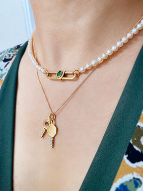 Poize Lock Pearl Necklace - Boutee
