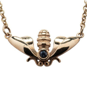 9ct Gold Blue Sapphire Moth Necklace - Boutee