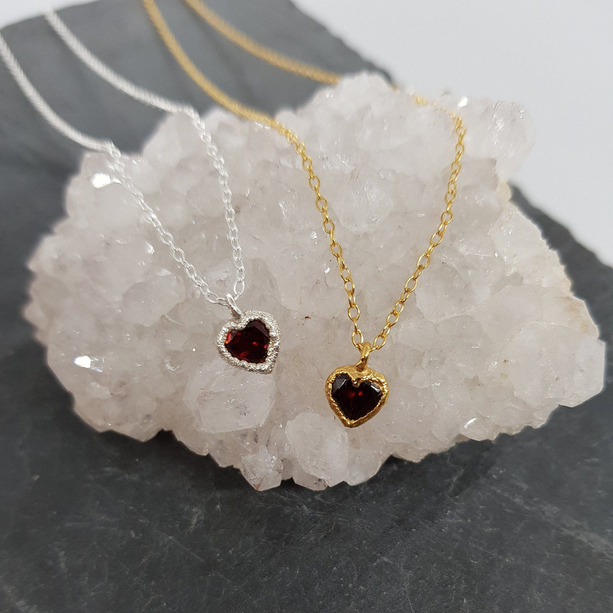 Garnet Heart Necklace - Boutee
