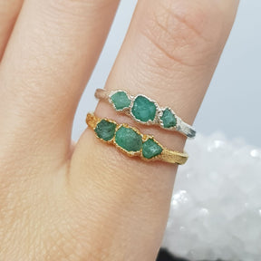 Triple Raw Emerald Ring - Boutee