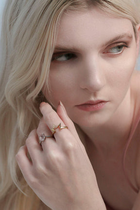 Bombette Morganite Ring & Titanium Salute Ring - Boutee