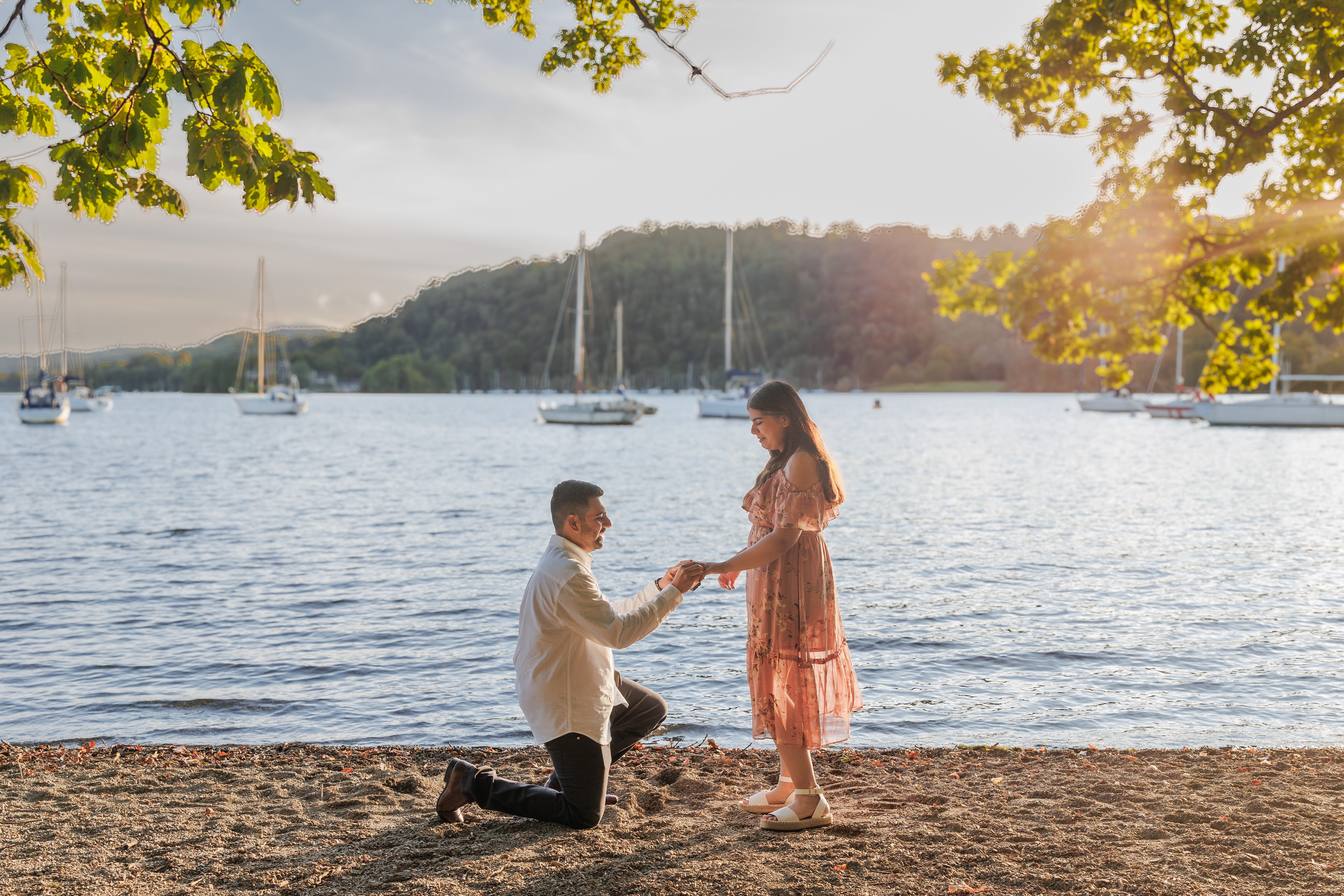 Proposal on a lakeside beach