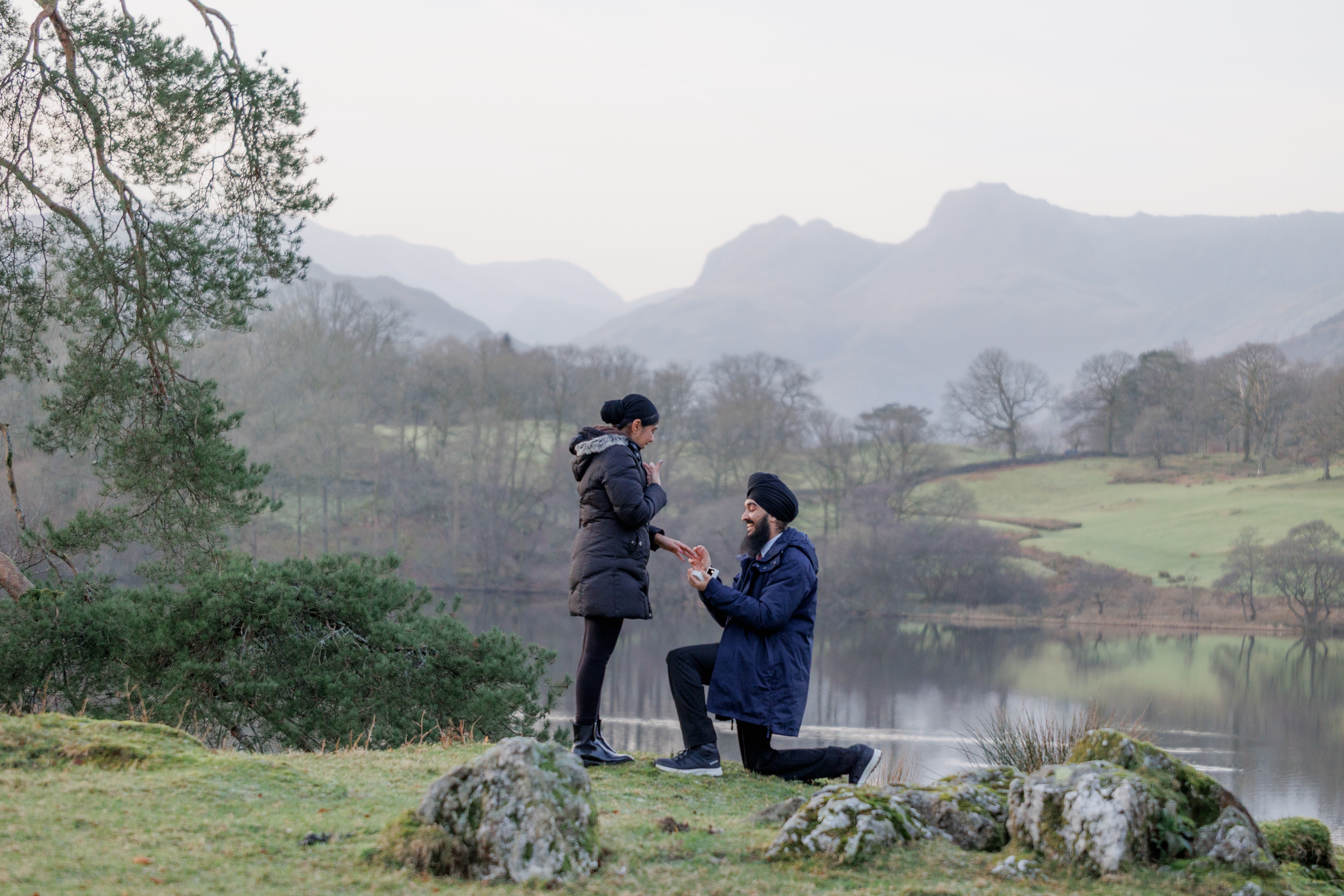Proposal with mountain backdrop